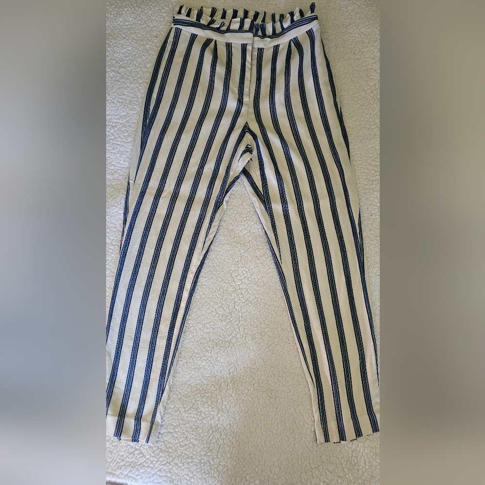 Express Navy and Cream Striped Pants